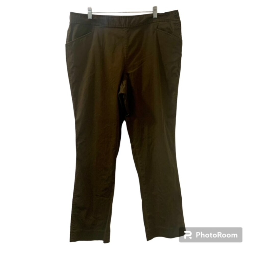 Lauren Ralph Lauren Womens Brown Premium Cotton Blend Pants Stretch Size 16
